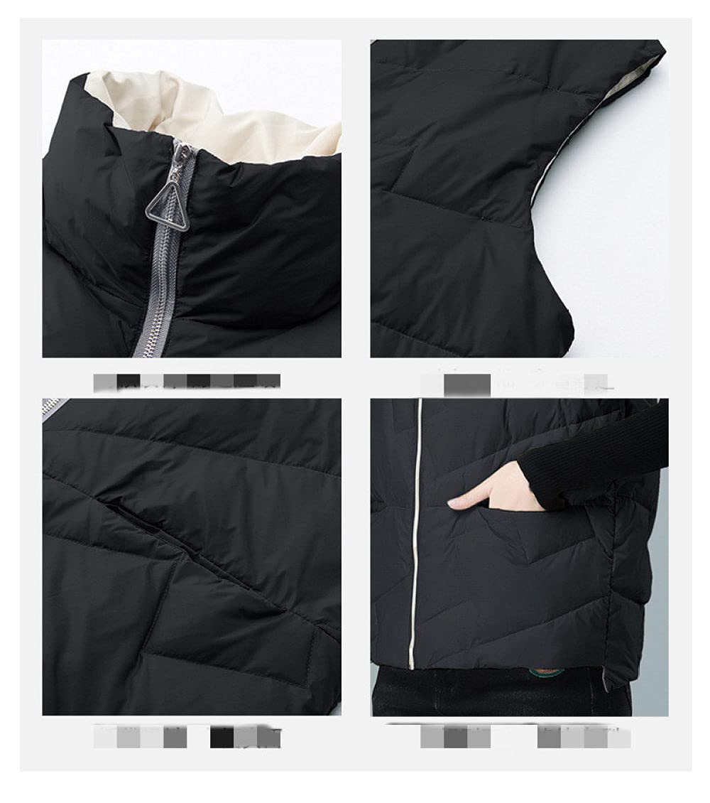 Donne Gilet Di Piumino, Women'S Down Gilet Black Lapel Transition Vest Short Winter Sleeveless Jacket Quilted Vest Elegant Warm Zipper Vest Women Winter Puffer Vest Office Homedonne Gilet Di Piumino