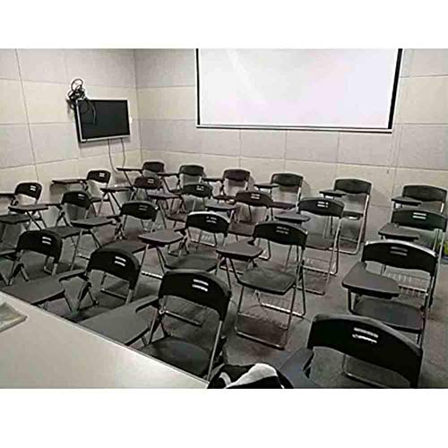 Set di 2 sedie da ufficio pieghevoli in plastica nera con tavoletta per scrittura, struttura in acciaio robusto, per formazione, conferenze, riunioni di lavoro e ambienti di apprendimento