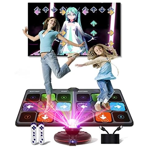 LEO WAY Tanzmatte, Doppel-/Einzelbenutzer, Tanzmatte mit kabellosem Griff, HDMI-Tanz-Pad für TV, Tanz-Pad mit HD-Kamera, rutschfeste Tanzmatte für Kinder und Erwachsene, (Schwarz) Cover