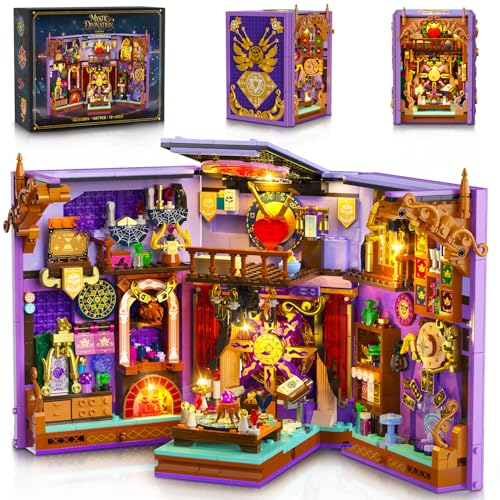 INSOON Mystisches Orakel Book Nook Bauspielzeug mit Aufladbaren Lichts 1447 Stück DIY Magie Booknook Klemmbausteine als Heimdekor Miniatur Buchhaus Bausteine Set für Erwachsene Jungen Mädchen ab 12+