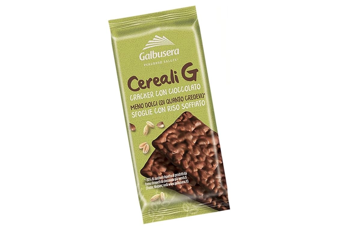4X Cracker ai 5 Cereali Ricoperto con Riso Soffiato e Cioccolato al Latte per galbusera 150g