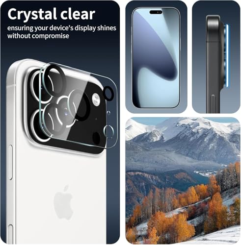 Image of CLITZ 2 Pack Camera Lens Protector for iPhone 17 Pro Max (6.9 inch), 9H Tempered Glass Camera Lens Cover, Scratch Resistant, Anti-Fingerprint, HD Clear, Bubble Free Easy Installation, Case Friendly Full Coverage Protection