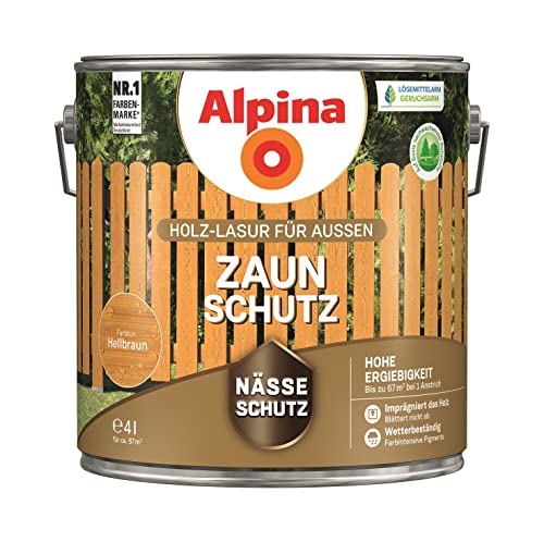 Alpina Zaun-Schutz Dunkelbraun, Farbe:Hellbraun, Größe: 4 Liter