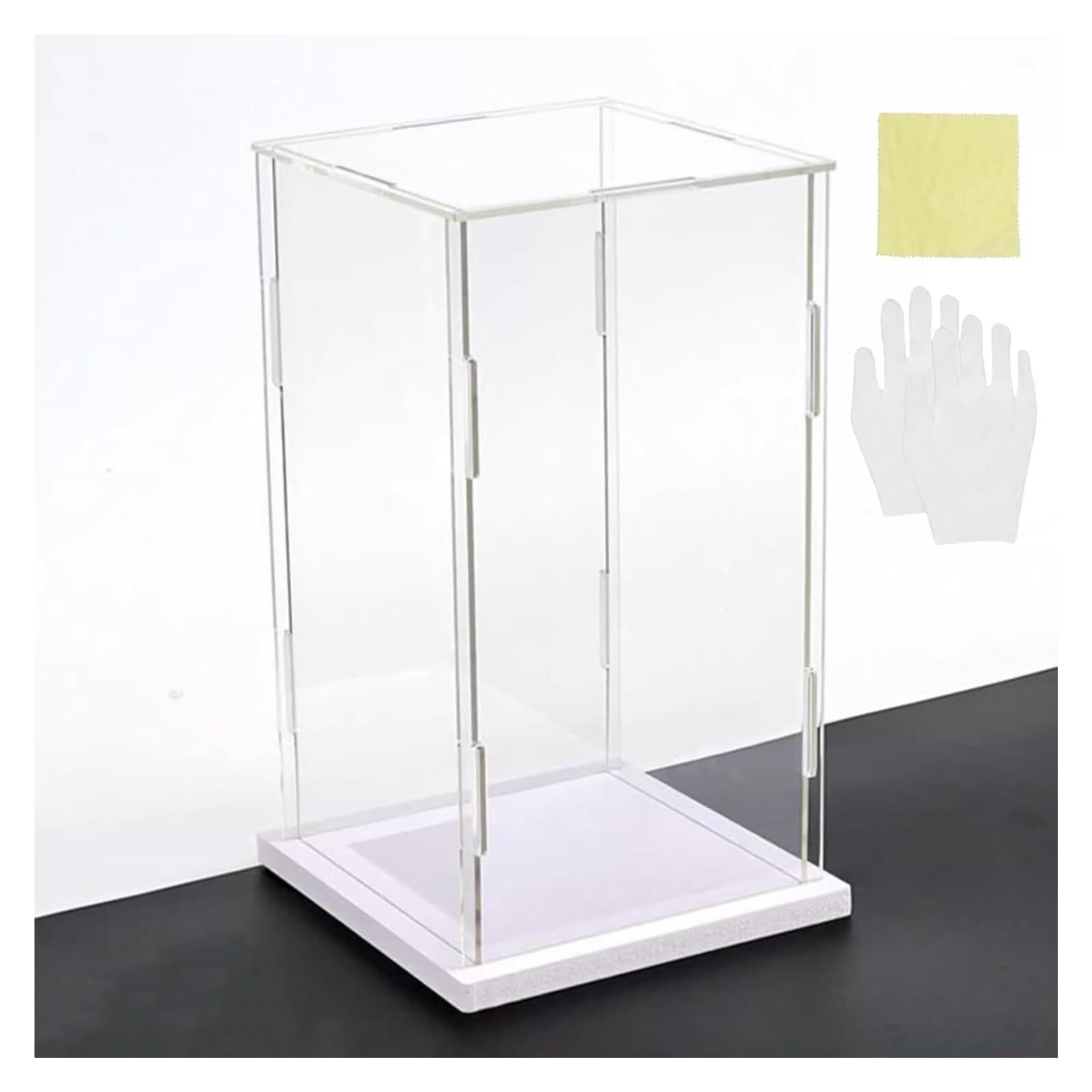Acrylic Display Case, Acrylic Display Case, Black Base, White , Multiple Sizes(White Base,25x25x25cm)