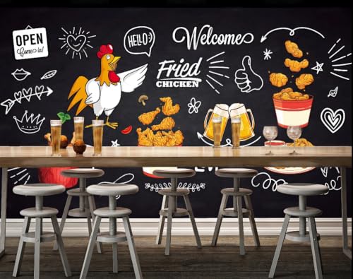 Papier peint gourmet poulet frit décor mural restaurant 3D