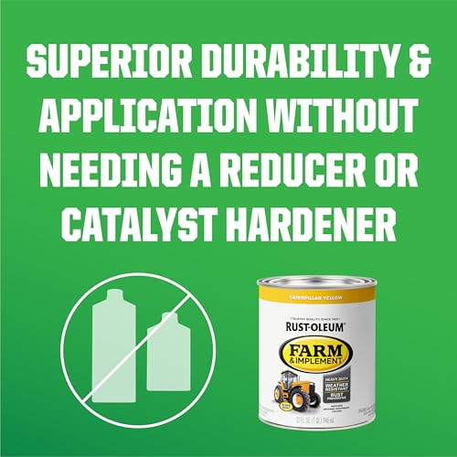 Image of Rust-Oleum 280163-2PK Farm & Implement Enamel Paint, Quart, Caterpillar Yellow, 32 Fl Oz (Pack of 2)