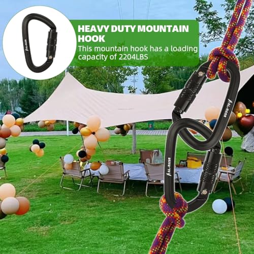Image of Proberos Heavy Duty Carabiner, Auto-Locking 1600KG D-Shape Aluminum Alloy Climbing Carabiner for Hammock, Rock Climbing, Tree Work, Secure Twist Lock, 4.9x8.5cm