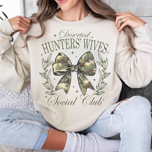 Deserted Hunters Wives Shirt, Camo Hunting Wife Shirt, Camo Bow Tshirt, Deer Duck Hunting Shirts, Hunting Sweatshirts for Women, Hunting Gifts for Women, Hunting Wife T Shirt3
