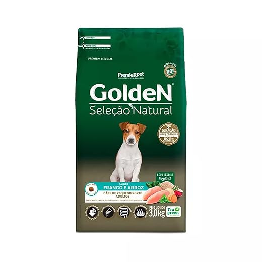 Premier Pet Ração Golden Seleção Natural Para Cães Adultos De Raças Pequenas Mini Bits 3Kg Para Todas Grande Adulto