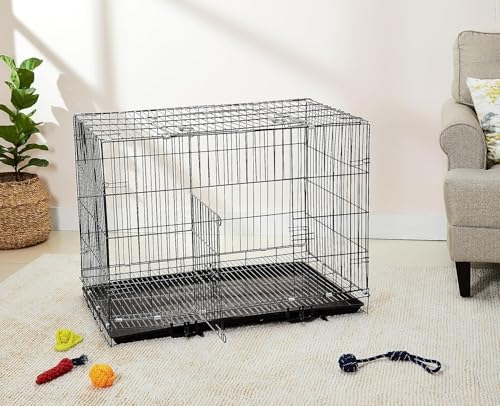Image of Berlin's Large Dog Cage, Foldable Portable Crate, Double Door with Latches, Removable Tray,(24x17x18inch) (Black, 24 Inch)