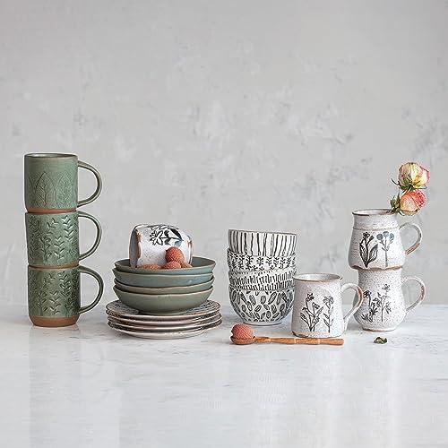4 Inches Stoneware Mug with Reactive Glaze and Various Mug Shapes, Cream, Set of 4 by Creative Co-Op - Image 3