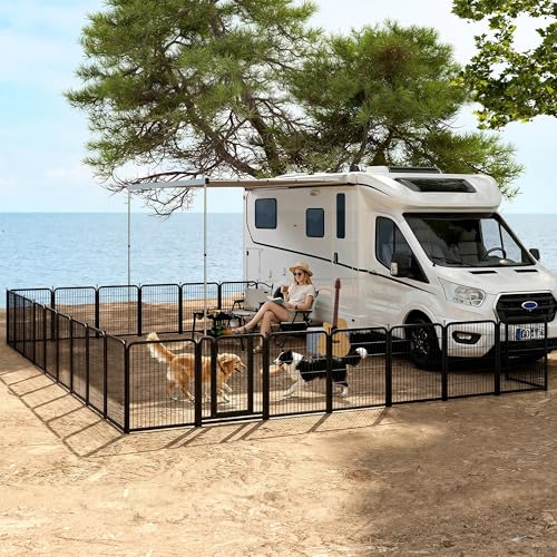 Image of Yaheetech 32in 8-Panel Heavy Duty Dog Playpen Portable Fence Outdoor | Anti-Rust Sturdy Wire Frame, No-Tool Assembly, Foldable Storage, Anti-Slip Support Feet, Ideal for Puppy & Medium Dog Breeds