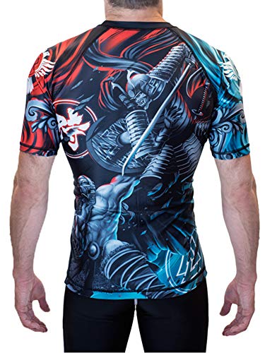 Raven Fightwear Men's East Meets West Short Sleeve Rash Guard MMA BJJ Black Large