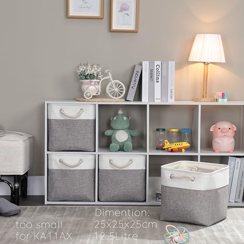 Mangata Cube Storage Boxes 25x25x25cm, Fabric Storage Basket for Cupboards Shelves, Closet, Grey White(Collapsible, 4 Pack) - Image 2