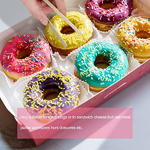 Luter 40Pcs 5.9Inch Wooden Tongs, Disposable Cooking Utensils Mini Bamboo Tongs Natural Toast Tong For Cooking Picking Up #TOP3