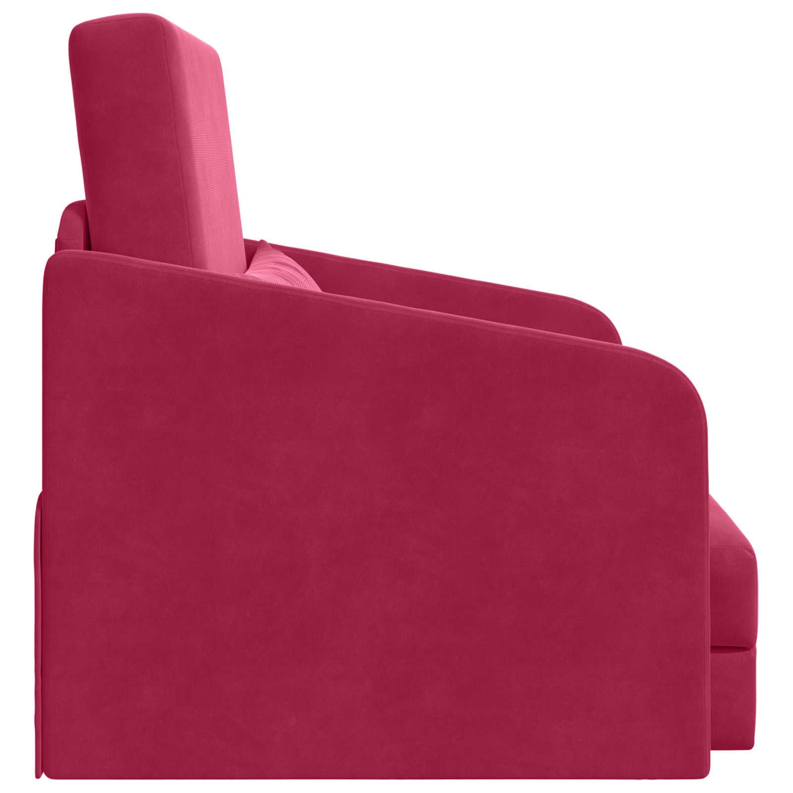 Canapé-lit en velours rouge vin 65 x 80 x 83 cm avec coussin et accoudoir, meuble rembourré polyvalent pour salon, chambre d'amis, bureau, idéal pour s'asseoir, se coucher, se détendre et