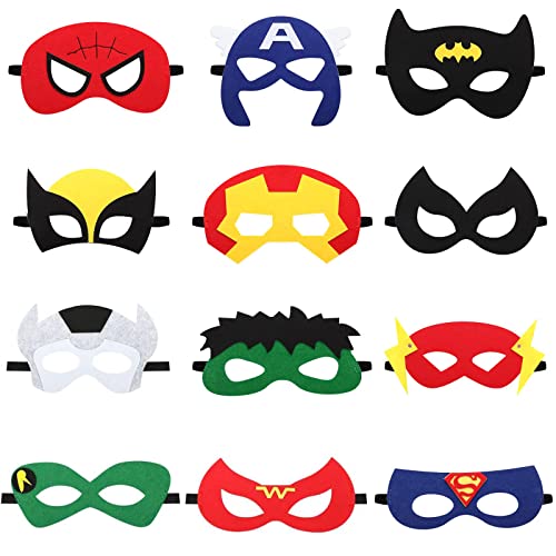 12 piezas Mascaras superheroes niños, caretas superheroes, mascaras animales, Máscaras para Niños, para regalos fiesta cumpleaños niños