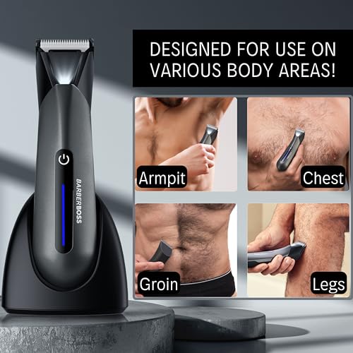 BarberBoss Body Groomer Men, Mens Ball Shaver, Ball Trimmer Men, Groin & Body Hair Trimmer, Pubic Hair Trimmer for Men, Body Shavers for Men, Men's Pube Trimmer, Balls Trimmer Men QR-2075