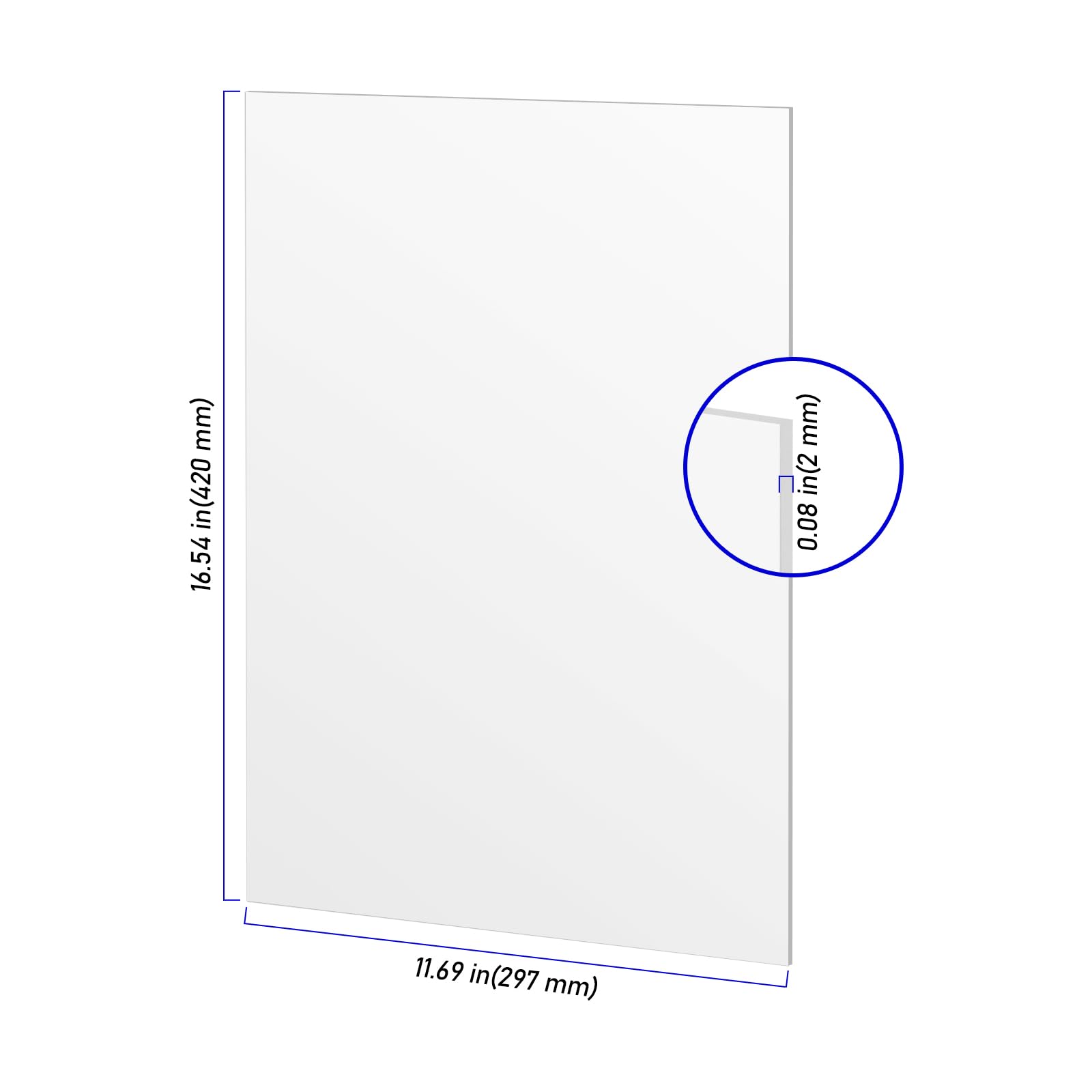 Lot de 6 plaques en verre acrylique A3 rectangulaires de 2 mm - En plastique transparent - Pour décoration, cadre photo, projets de peinture