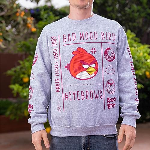 ANGRY BIRDS Official Bad Mood Bird Adult Printed Fleece Pullover Crewneck Sweatshirt for Men, Women, Unisex3