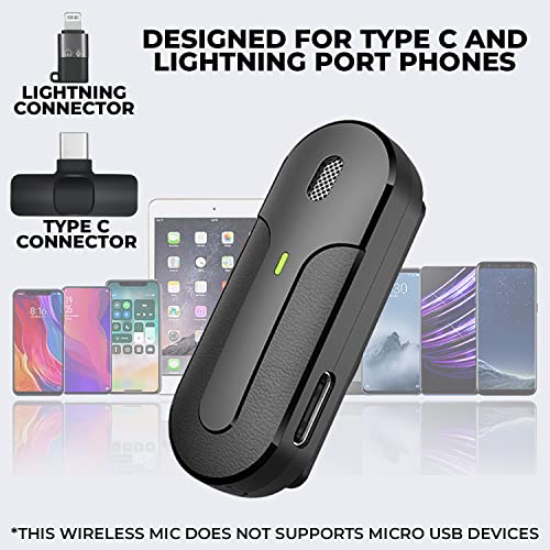 Image of Professional Grade Wireless Microphone for YouTube Videos Recording ASMR Podcast Interviews Insta Reels and YT Live Videos Streaming Collar Mic (Pack of 1, Black, Wireless Mic)
