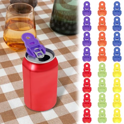 24pcs Manual Easy Can Opener, Soda Beer Can Opener, Beverage Can Cover Protector, Beverage Can Top Ring Opener Tool, Colorful Can Tab Opener Tool for Party