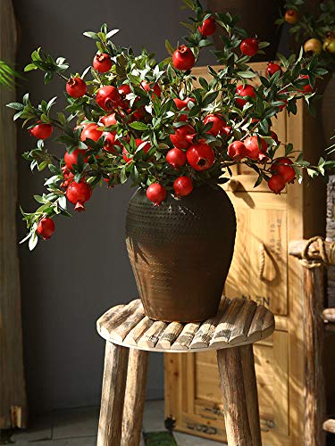 Okngr Artificial Pomegranate Branch, 3pcs Artificial Rosehip Berries 31.5inch Fake Berries Decor Simulation Pomegranate Bouquet Artificial Branches Winter Decorative for Home, Holiday Decoration
