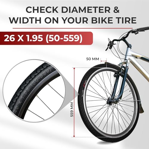 Fincci Pair 26×1.95 Bike Tire with 26 Inch Bike Tube – Slick