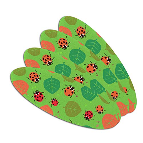 Lots of Ladybugs and Leaves Pattern Double-Sided Oval Nail File Emery Board Set 4 Pack