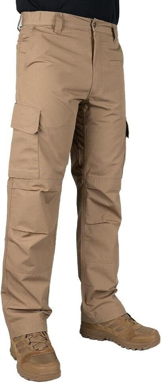 LA Police Gear Men's Urban Ops Tactical Pants, Lightweight Cargo Pants for Men, Water/Stain Resistant Durable Ripstop Pants 34W x 30L Coyote