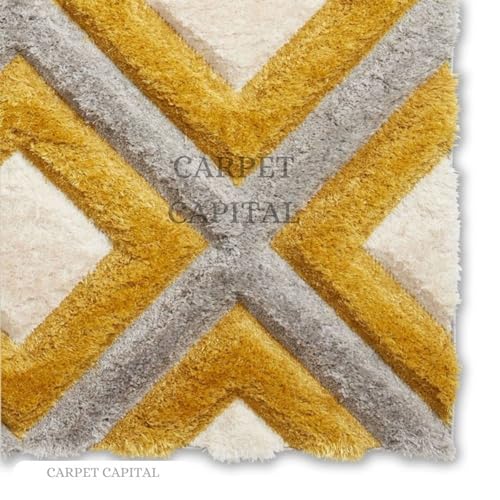 Image of Modern Texture Shag Area Rug Fluffy Microfiber 2inch Pile for Living Room, Bedroom(6x8feet,Beige17)