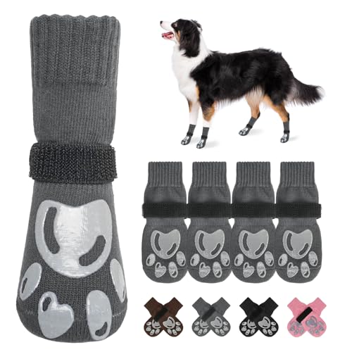 BEAUTYZOO Dog Socks, Non Slip Dog Socks to Prevent Licking Paws -Dog Shoes for Hot/Cold Pavement,...
