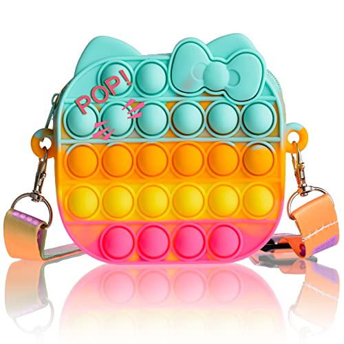 Pop Purse Shoulder Bag Fidget Toy, Popper Purse for Kids Girls Handbags, Simple Pop Purse Anxiety Sensory Fidget Toy, Pop Sensory Handbag School Supplies Halloween Birthday Party Fidgets Gifts (B)