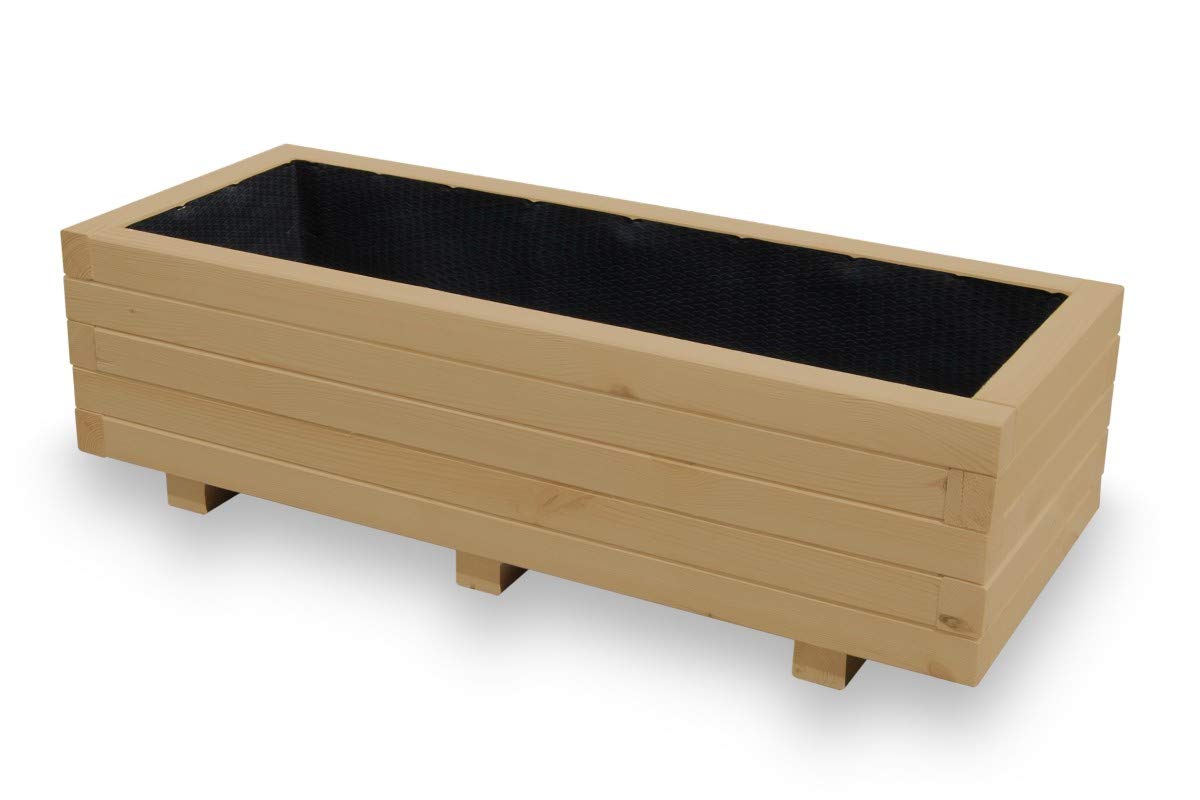 Hochbeet Blumenkasten aus Holz Pflanzkübel Garten Balkon Terrasse Eiche AB100KAN4030EI 100 x 40 x 30H cm mit 2 x Wasserablauf