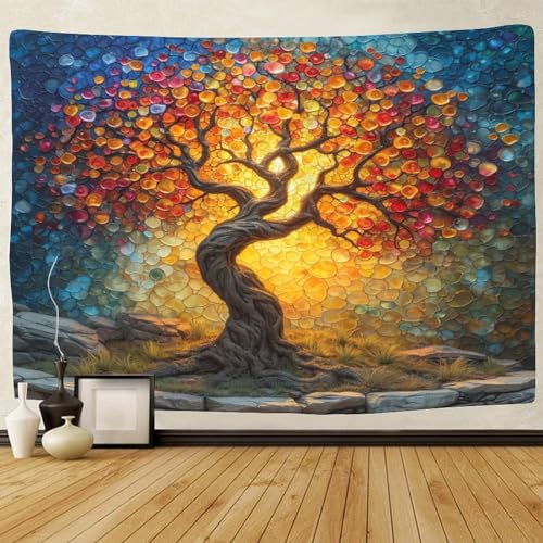 Couverture murale 3D arbre de vie en polyester doux pour salon - 2