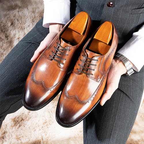 YZABEL Leather Male Dress Shoes Formal Business Casual Oxford Trendy Plaid Upper Tuxedo Shoes for Men Breathable Casual Tuxedo Leather Shoes3
