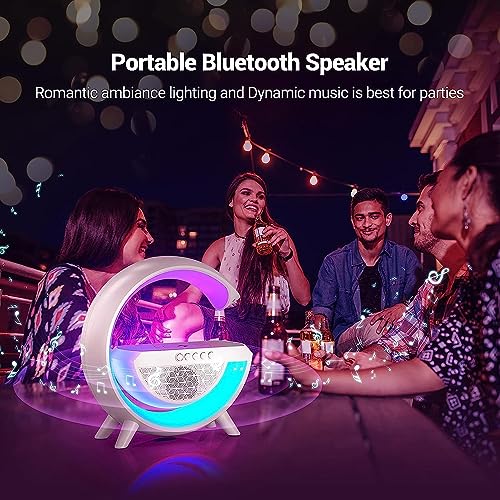 DooBuy G Shape Bluetooth LED Wireless Speaker with USB Port, SD Card Slot, FM Mode, RGB Mood Light & Wireless Smartphone Charging Dock, LED Desk Lamp - Image 4