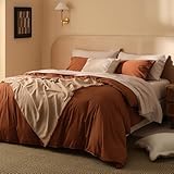 Double Stitch Cashmere Cotton Duvet Cover Set - Mongolian Cashmere and Pima Cotton Blend Bedding, Luxury Warm Duvet Cover Queen Size, with Button Closure, Mocha Brown, 90' x 90'