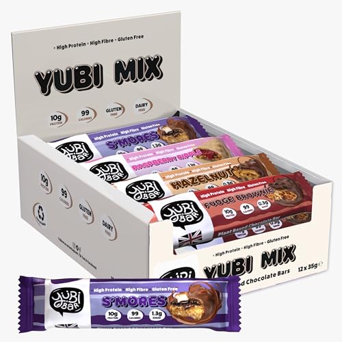 Yubi Mix Variety Box 12 Pack - Protein Bars - 99 Calories, High Protein, High Fibre, Low Sugar, Gluten Free and Dairy Free - Healthy Snacks/Nutrition Bar - Chocolate Bars - 420g