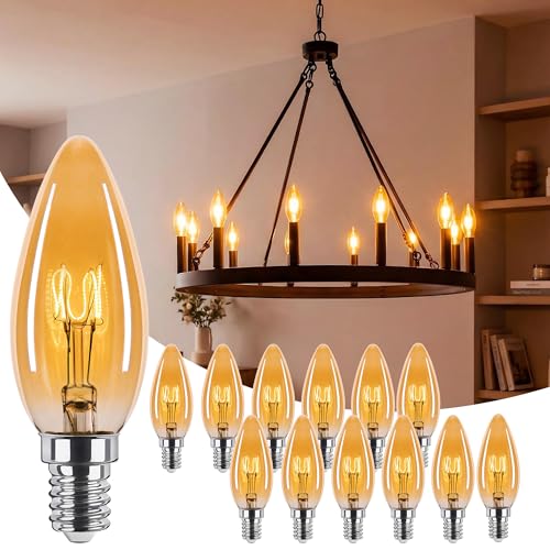 Image of Amber Candelabra Light Bulbs 40W Equivalent 4W E12 LED 2000K Dimmable 6PK