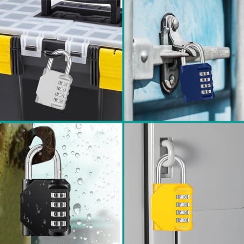 Image of ZHEGE Combination Lock, 4 Digit Combination Padlock Outdoor (Yellow) | School Lock, Gym Lock