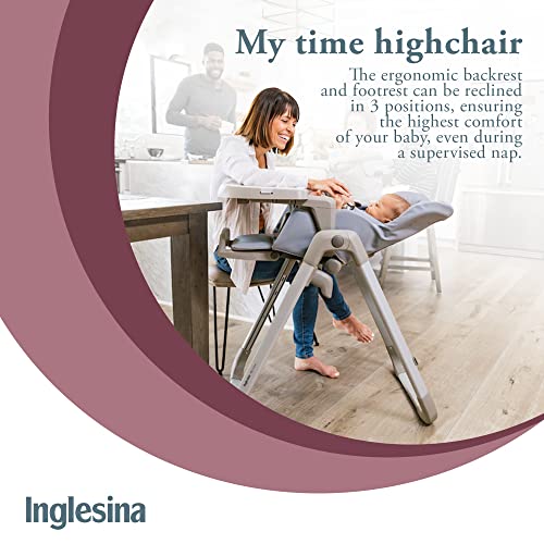 Inglesina My Time High Chair For Baby & Toddler - Folding, Convertible, Easy To Clean & Made To Grow Highchair - Removable Tray, 5-Point Harness, Ultra-Compact Fold & Sturdy Construction - Sugar #TOP2