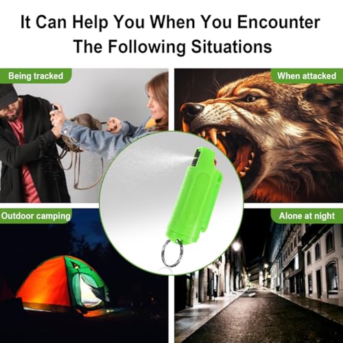 Mini Pfefferspray Schlüsselanhänger zur Tierabwehr, Grün Pfefferspray Selbstverteidigung Schlüsselanhänger rutschfest Pepper Spray Abwehrspray für Frauen und Männer - T2Y-A1