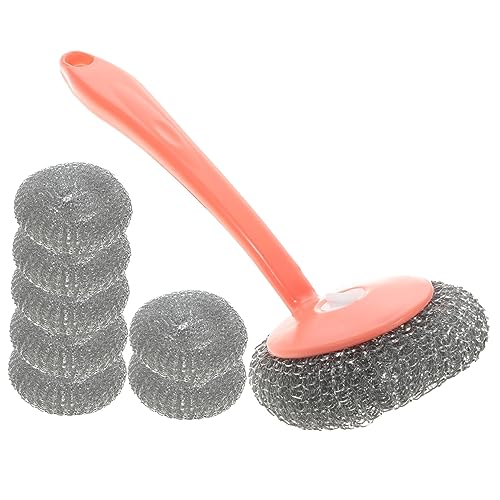 BRIGHTFUFU Stainless Steel Scrubber Pan Cleaning Brush 8 Pack Kitchen Pan Brush Easy to Clean
