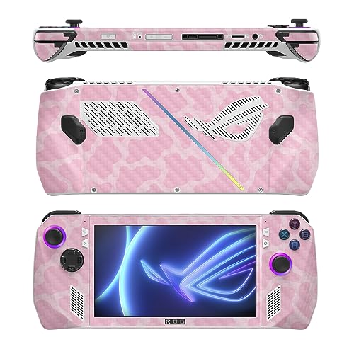 Image of MightySkins Carbon Fiber Skin Compatible with Asus ROG Ally - Pink Giraffe | Protective, Durable Textured Carbon Fiber Finish | Easy to Apply