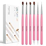 MelodySusie Nail Art Brushes Set,6pcs Nail Art Design Pen Painting Tools with Extension Gel Brush, Polish Brush, Builder Brush,Liner Brush, Carved Brush, and Dotting Pen for Home DIY Salon Use