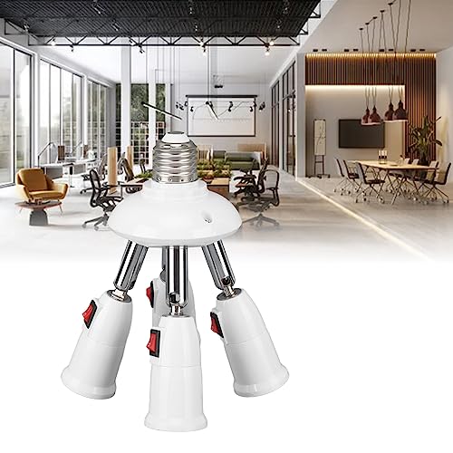 Ausla E26 E27 Socket Splitter Adapter, 4-Way 360 Degree Rotatable 180 Degree Bendable, 4 Way Socket Adapter for Office Bedroom, 85-265V - Image 3