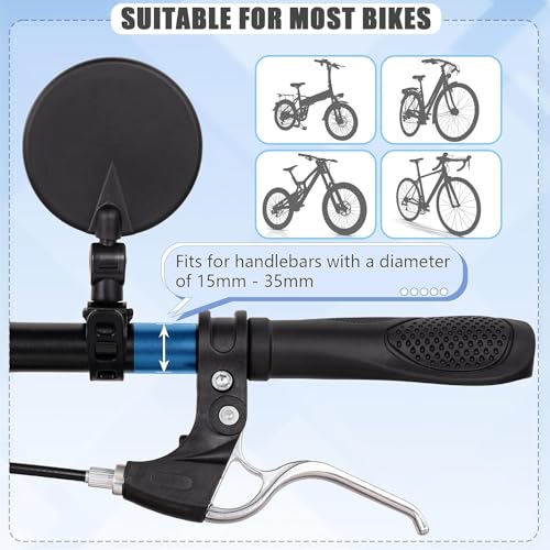 Image of JERN Pack of 2 Bike Rearview Mirror 360 Rotary Cycling Bicycle Convex Glass Rear View Mirror