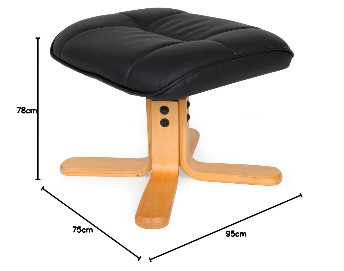 tectake® Poltrona TV Relax Reclinabile, Poggiapiedi, Ecopelle, Schienale Regolabile, Imbottitura Confortevole, Girevole a 360°, Piedini in Legno Robusti, 95x78x75-100 cm - Base a Croce, Nero/Beige