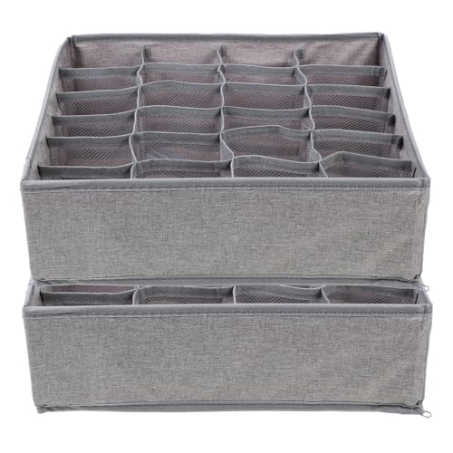 PRETYZOOM 2Pcs Underwear Organizer Foldable Storage Box with Slots for Closet Design for Socks Ties Belts for Space Saving Storage